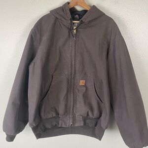 Vintage Carhartt Hooded Jacket Workwear Mocha Brown Insulated J280 DKB XL